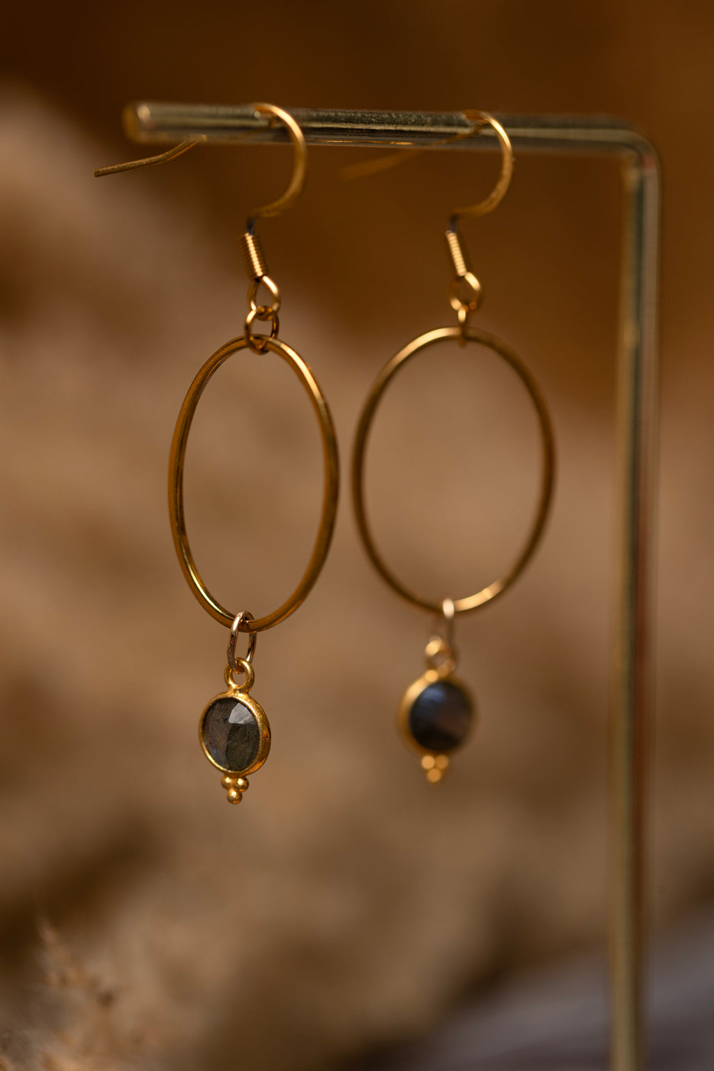 Boucle d'oreille "goutte de labradorite"