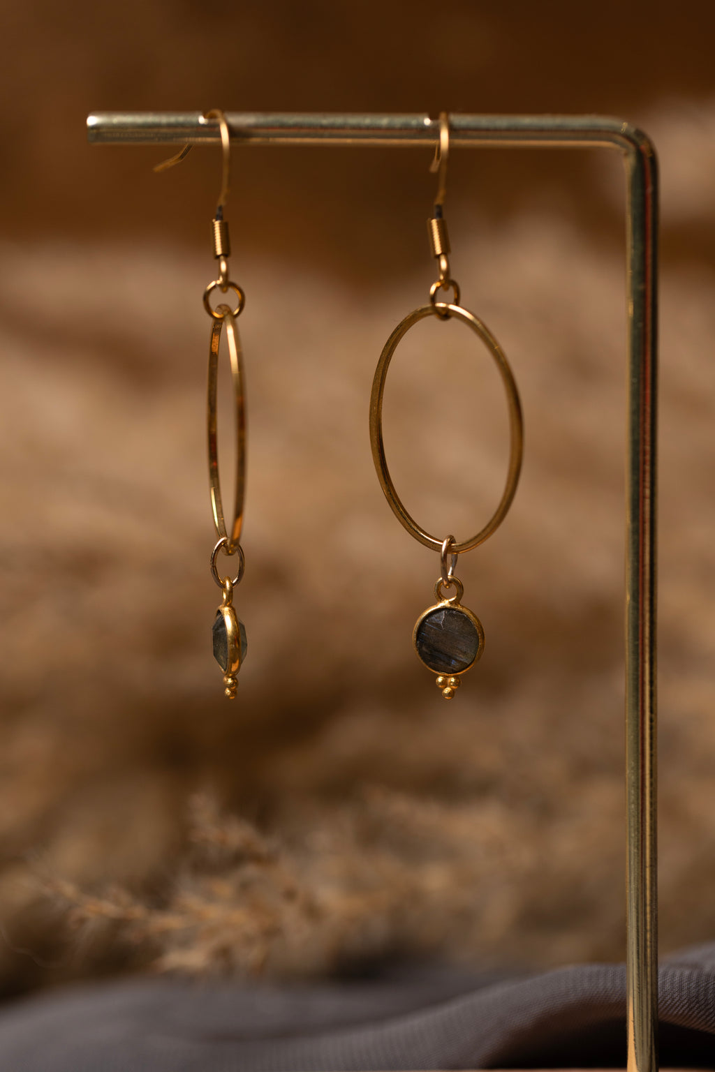 Boucle d'oreille "goutte de labradorite"