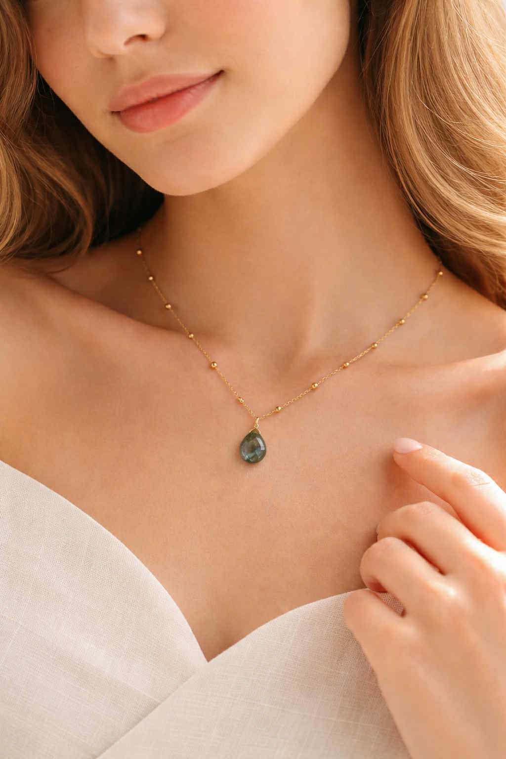Collier goutte de labradorite